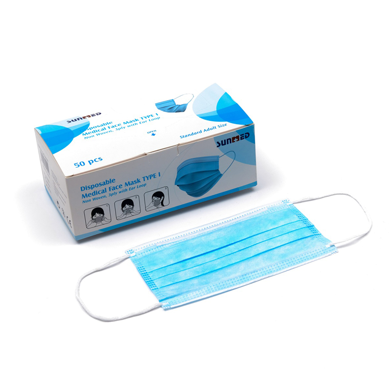 Jednorázová netkaná 3vrstvá lékařská maska na obličej 