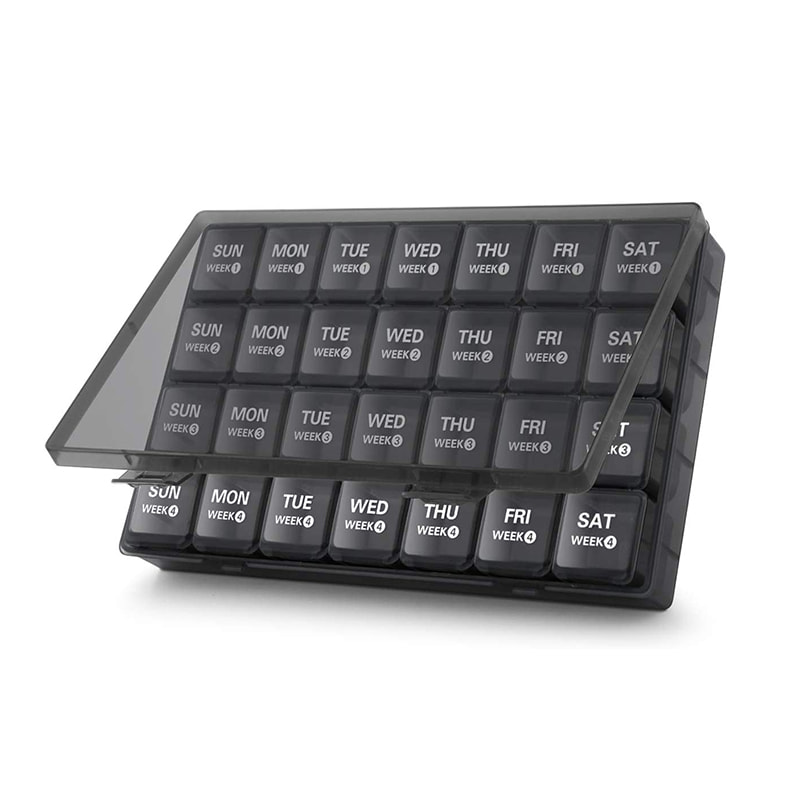 Prachotěsný organizér pilulek měsíčně 28 dní 4 týdny 