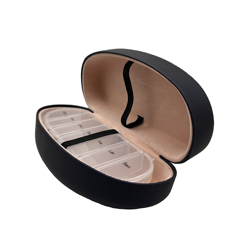 Novinka týdenní 7 přihrádkový organizér na pilulky s pouzdrem na brýle